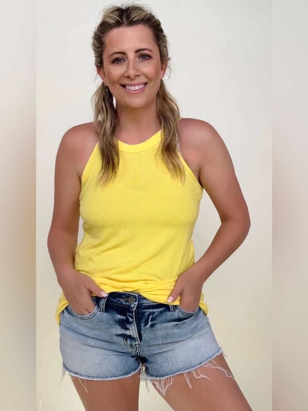 J. Crew Neon Yellow High-Neck Racerback Tank
